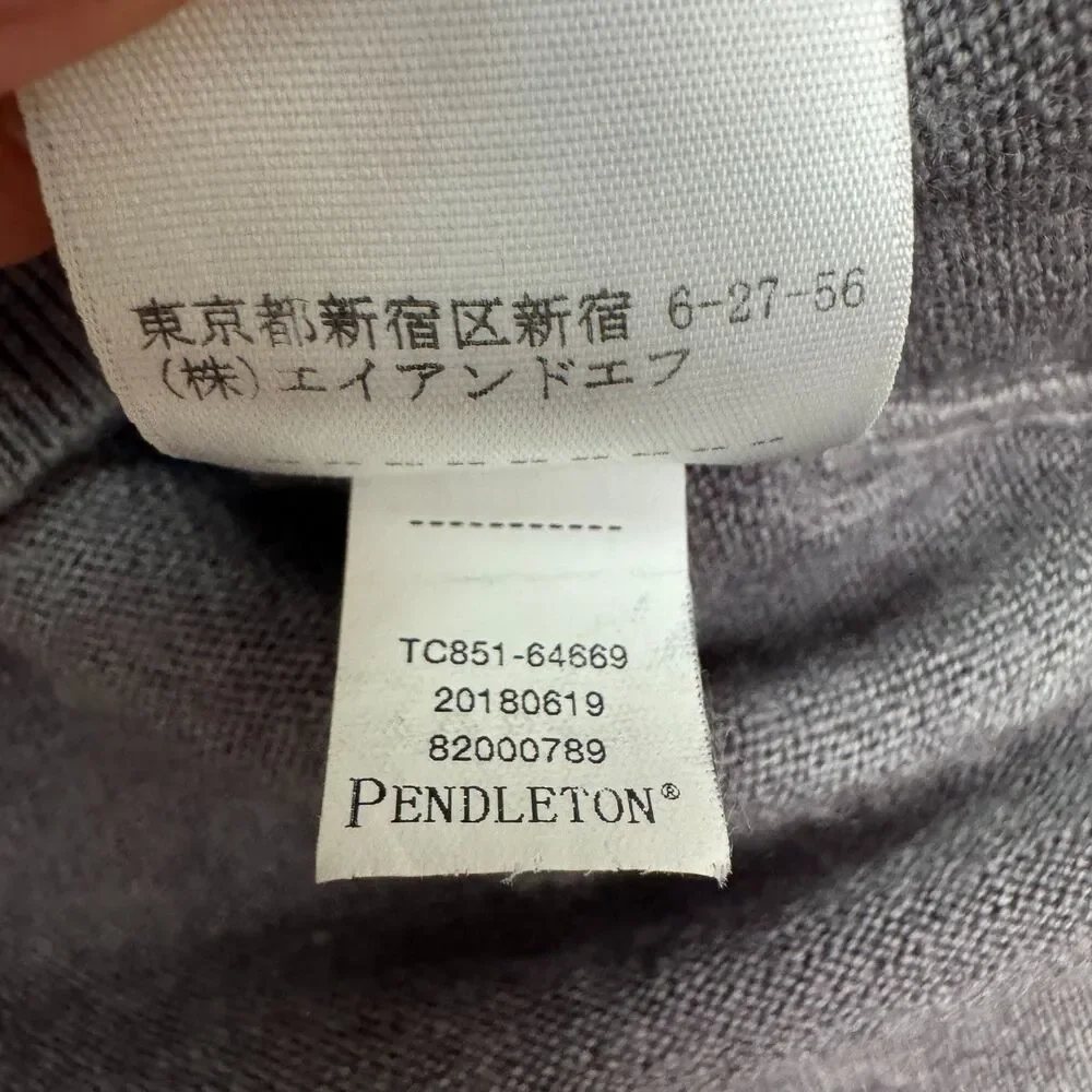 Pendleton Merino Wool Pullover Sweater Mens Medium Gray V-Neck Stretch Classic